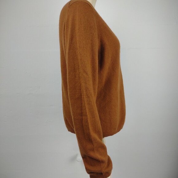 Alfani brown 2-ply 100% Cashmere V-neck pullover sweater ladies XL X-Large - Picture 3 of 6